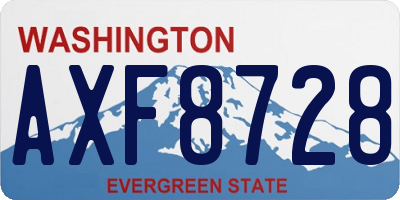 WA license plate AXF8728