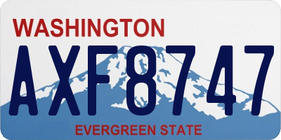 WA license plate AXF8747