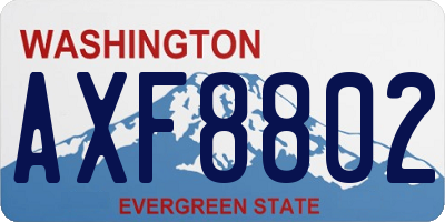 WA license plate AXF8802