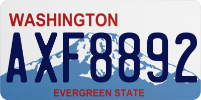 WA license plate AXF8892