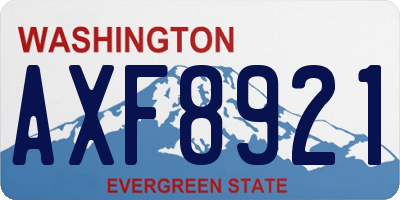 WA license plate AXF8921