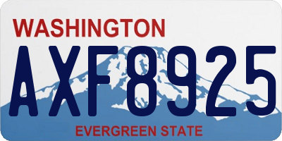 WA license plate AXF8925