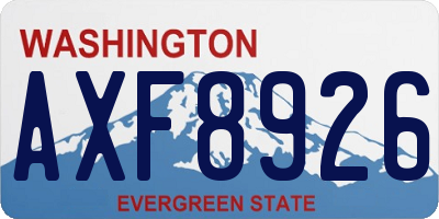 WA license plate AXF8926