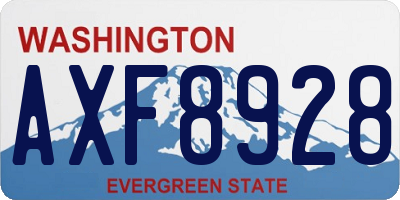 WA license plate AXF8928