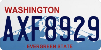 WA license plate AXF8929
