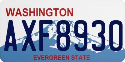 WA license plate AXF8930