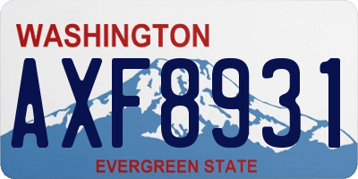 WA license plate AXF8931