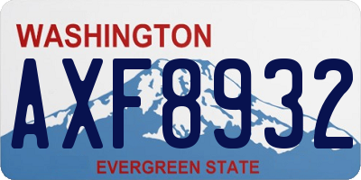 WA license plate AXF8932