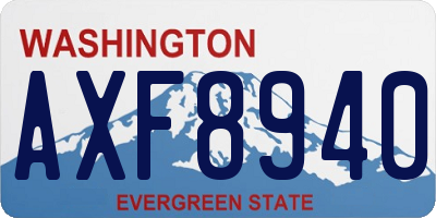 WA license plate AXF8940