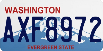 WA license plate AXF8972