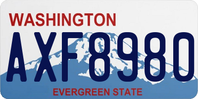 WA license plate AXF8980