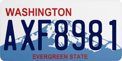 WA license plate AXF8981