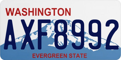 WA license plate AXF8992