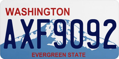 WA license plate AXF9092