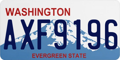 WA license plate AXF9196