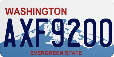 WA license plate AXF9200