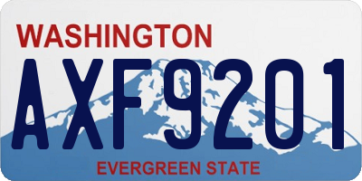 WA license plate AXF9201