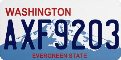 WA license plate AXF9203