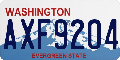 WA license plate AXF9204