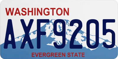 WA license plate AXF9205