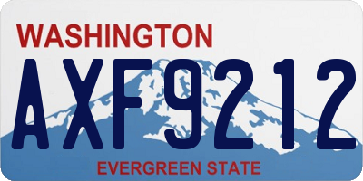 WA license plate AXF9212