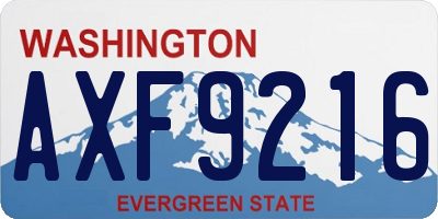 WA license plate AXF9216