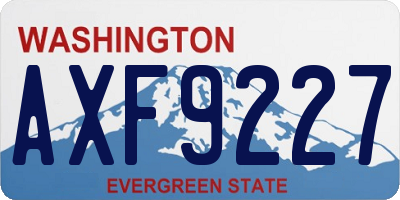 WA license plate AXF9227