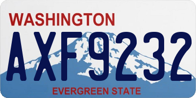 WA license plate AXF9232