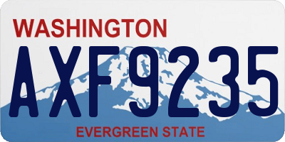 WA license plate AXF9235