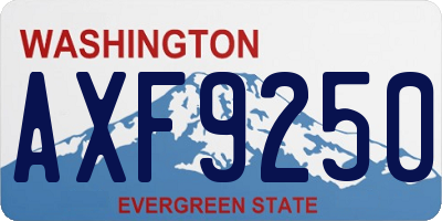 WA license plate AXF9250