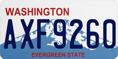 WA license plate AXF9260