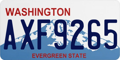 WA license plate AXF9265