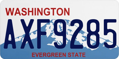 WA license plate AXF9285