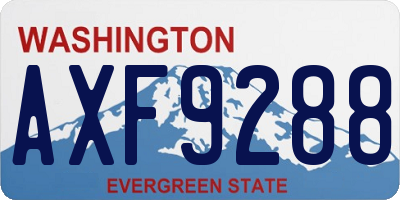 WA license plate AXF9288
