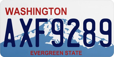 WA license plate AXF9289