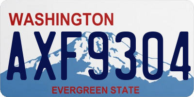 WA license plate AXF9304