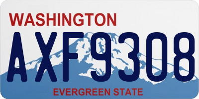 WA license plate AXF9308