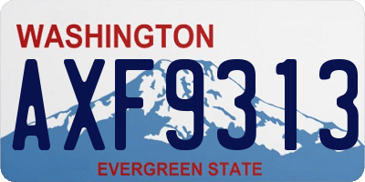WA license plate AXF9313