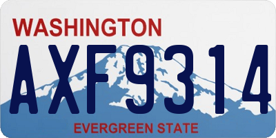 WA license plate AXF9314