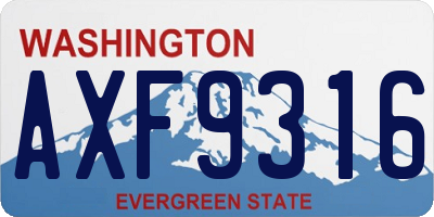 WA license plate AXF9316