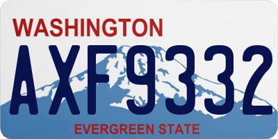 WA license plate AXF9332