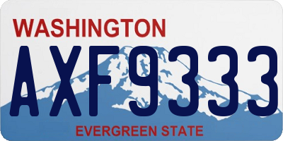 WA license plate AXF9333