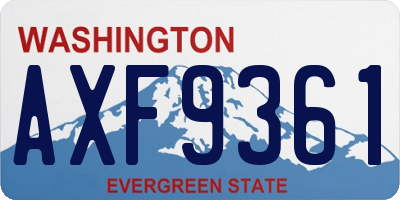 WA license plate AXF9361