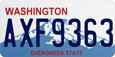 WA license plate AXF9363