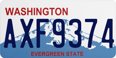 WA license plate AXF9374