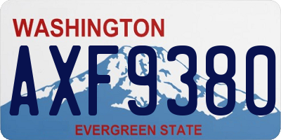 WA license plate AXF9380