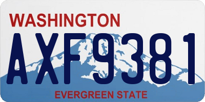 WA license plate AXF9381
