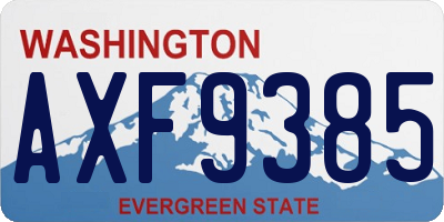 WA license plate AXF9385