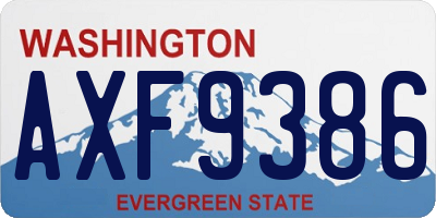 WA license plate AXF9386