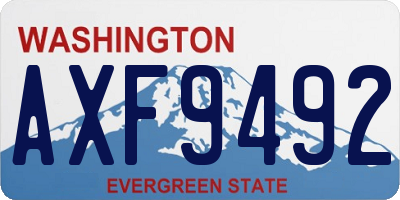WA license plate AXF9492